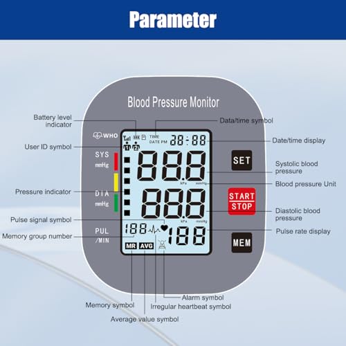 Blood Pressure Monitors for Home Use, Blood Pressure Machine Upper Arm with Large Wide Cuff Automatic Digital BP Machine LCD Screen BSX583 (Dark Grey)