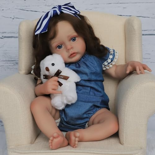 COSYOVE Lifelike Reborn Baby Girl Doll Chole - 20 Inch Realistic Newborn Toddler with Blue Eyes and Soft Cloth Body for Kids 3+