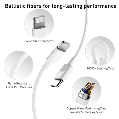for iPhone 14 13 12 11 Charger Fast Charging [MFi Certified], 3-Pack 20W PD USB C Wall Charger Block with 6.6ft USB C to Lightning Cable Compatible with iPhone 14 Pro Max/Pro/Plus/Mini/iPad & More