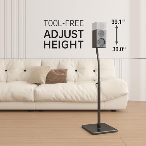 USX MOUNT Universal Speaker Stands, Height Adjustable Extend 30.0" to 39.1" for Satellite Speakers & Small Bookshelf Speakers up to 11 lbs Per Stand, 1 Pair Floor Stands for Sony Bose Polk JBL Yamaha