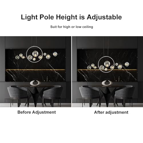 BULUXE Modern Island Lights for Kitchen,10-Light Pendant Lights Kitchen Island Lighting with Glass Globe Shade Sputnik Light Fixture Linear Chandeliers for Dining Room Living Room