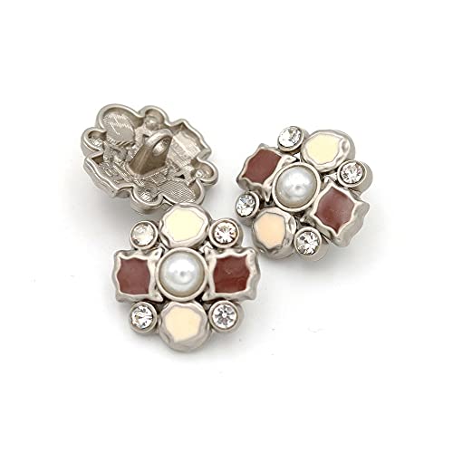 5Pcs Metal Pearl Crystal Rhinestone Buttons Single Hole Pearl Embellishment for Decoration DIY Accessory(Black,18mm)