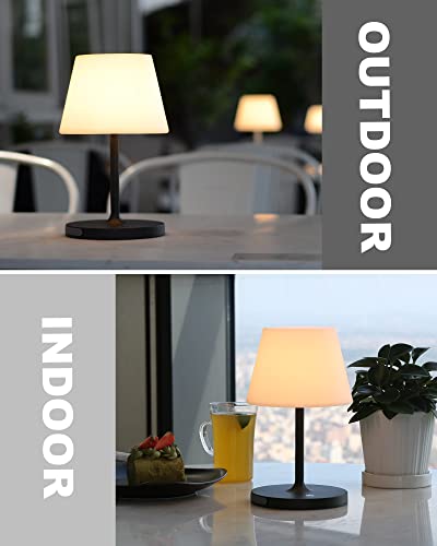 WEILAILUX Outdoor Battery Operated Table Lamp Waterproof, 4000mAh Cordless Table Lamp Rechargeable, Touch Dimmable Desk Lamp, LED Night Light for Patio Camping Restaurant Home, H9.6in, Orange