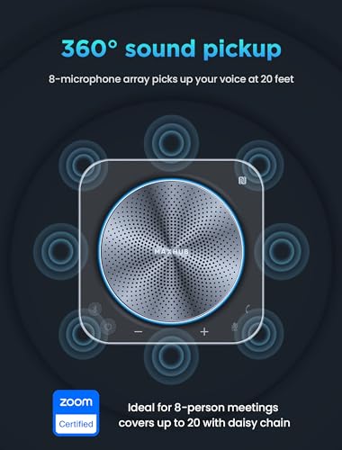 Enther&MAXHUB BM11 conference speakerphone with 360°triple mic array, 10 ft voice pickup, noise reduction, USB C, Bluetooth speaker compatibility with leading platforms, ideal for meeting, home office