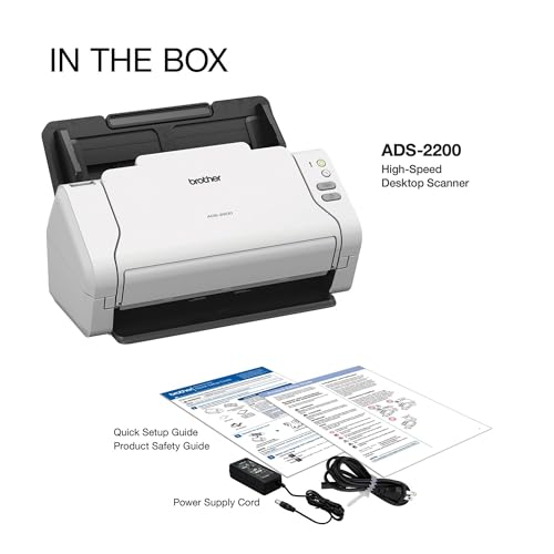 Brother High-Speed Desktop Document Scanner, ADS-2200, Multiple Scan Destinations, Duplex Scanning (Renewed Premium)