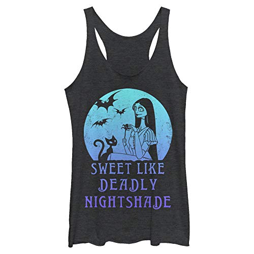 Disney Junior's Nightmare Before Christmas Sally Moon Tri-Blend Racerback Layering Tank, Black Heather, X-Small