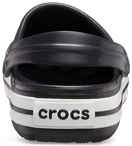 Crocs Unisex-Adult Crocband Clog, Black/White, 10 Women/8 Men