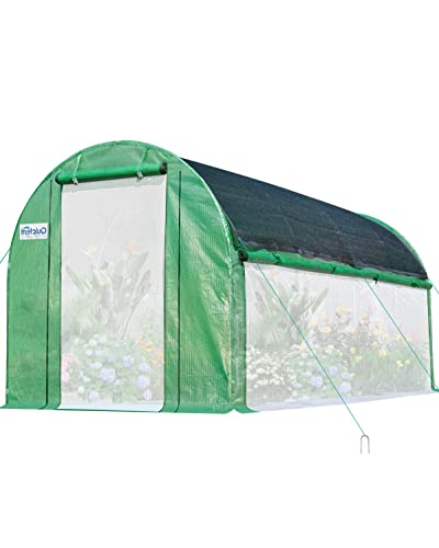 Quictent 25x10x6.6FT Swing Door Greenhouse, Large Walk-in Green House for Outdoors, Reinforced Heavy Duty Frame, Upgraded Tunnel Hoop House Kit for Outside Garden Plant, 10 Screen Window, Green