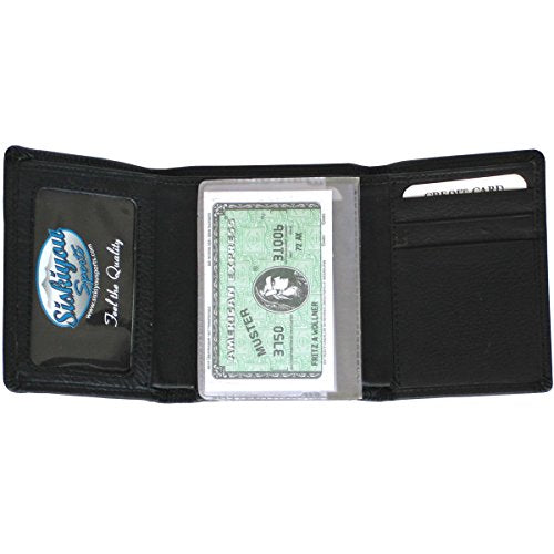 NHL Siskiyou Sports Mens Minnesota Wild Deluxe Leather Tri-fold Wallet Packaged in Gift Box One Size Black