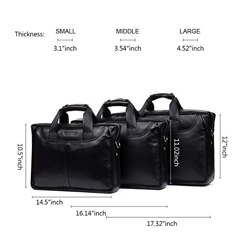 BOSTANTEN Leather Briefcase Handbag Messenger Business Bags for Men Black