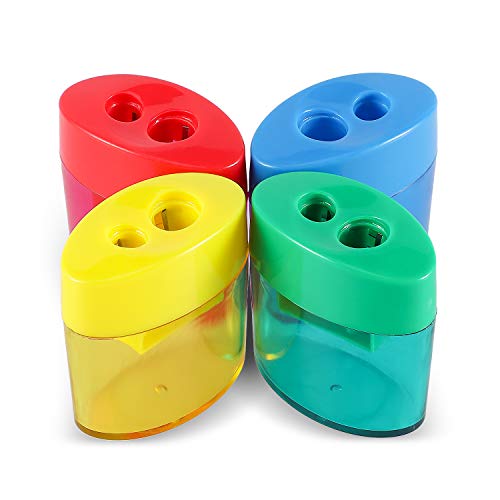 KIDMEN 2 Holes Pencil Sharpener,Pencil Sharpener for Kids,Pencil Sharpener Handheld-12 Pack