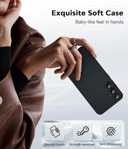 LeYi for Samsung S23 FE Case: Liquid Silicone Ultra Slim Shockproof Protective Funda para Galaxy S23 FE Case with Soft Microfiber Lining, Anti-Scratch Cell Phone Case for Samsung S23 FE (Black)