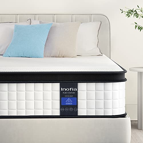 Inofia 10 Inch Full Hybrid Double Mattress in a Box - Medium Firm, Memory Foam & Pocket Springs, Fiberglass Free, Motion Isolation, Pressure Relief, Edge Support, 10-Year Support, CertiPUR-US