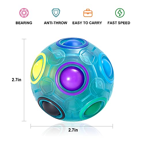 Vdealen Magic Rainbow Puzzle Ball, Fidget Ball Puzzle Brain Teaser Fidget Toy for Boys & Girls- Birthday Party Easter Valentines Day Christmas Stocking Stuffers for Kids Teen & Adults(Blue)