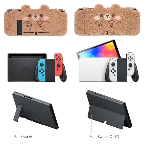 GeekShare Cute Plush Protective Case Cover Compatible with Switch - Shock-Absorption and Anti-Scratch - Plush Bear (for Switch 2017)