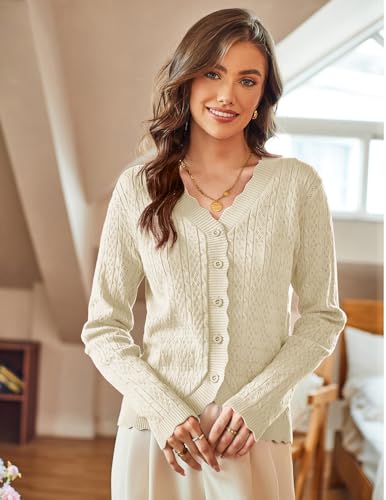 Purple Cardigan Sweater for Women Long Sleeve Button Down Sweater Lightweight Open Front Cardigan Shrug(Purple,M)