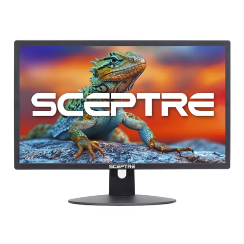 Sceptre 22 inch 75Hz 1080P LED Monitor 99% sRGB HDMI X2 VGA Build-In Speakers, Machine Black (E225W-19203R series)