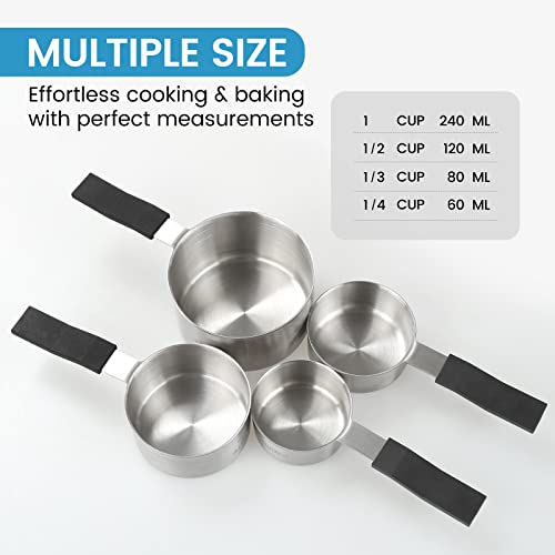 Magnetic Measuring Cups Set Stainless Steel Measure Cups for Liquid and Dry 4 Pcs Heavy Duty Nesting Cups Set of 4 FAVIA