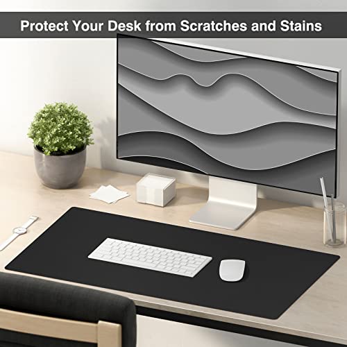 TOWWI Dual Sided Desk Pad, Large Desk Mat, Waterproof Desk Blotter Protector Mouse Pad, Leather Desk Pad Large for Keyboard and Mouse (36" x 17", Purple/Purple)