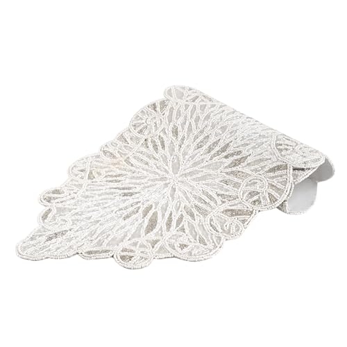 Beaded Table Runner 36inch Glitz Table Runner Decorative Runner Farmhouse Decor Table Runner Bridal Shower Beaded Table Runner Beaded Christmas Table Runner - Chiffon White Sapphire