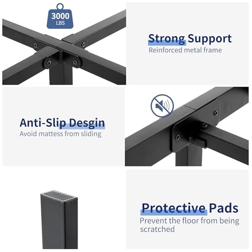 NOAH MEGATRON Queen Bed Frame No Box Spring Needed Heavy Duty Platform Mattress Foundation 14 Inch Under Storage Noise Free Easy Assembly Bed Frame Queen
