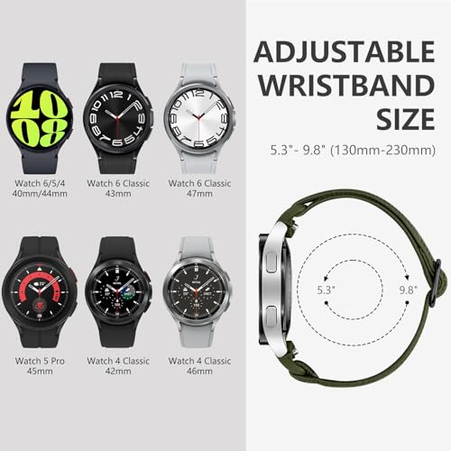 SNBLK Elastic Bands Compatible with Samsung Galaxy Watch 7/FE/6/5/4 40m 44mm/6 Classic 43mm 47mm/5 Pro 45mm/4 Classic 42mm 46mm, 20mm One Click No Gap Nylon Stretchy Strap for Women Men