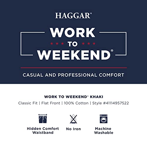 Haggar mens Work to Weekend Classic Fit Pleat Regular and Big Tall Sizes casual pants, String, 54W x 30L US