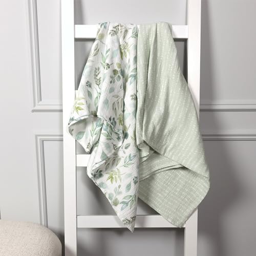 Life Comfort 8 Piece Nursery Bundle, Botanical Green includes 1 Reversible Comforter, 2 Fitted Sheets, 1 Soft Blanket, 2 Flannel Receiving Blankets, 1 Bunny Baby Buddy & Muslin Wearable Sleep Sack