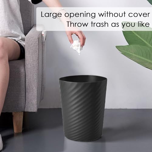 YGJT Small Trash Can, 3 Pack 1.8 Gallons Bathroom Trash Can, Slim Waste Basket, Round Garbage Can, Plastic Trash Bin for Kitchen, Dorm, Bedroom, Office, Living Room, Study, Compact Spaces(Black)