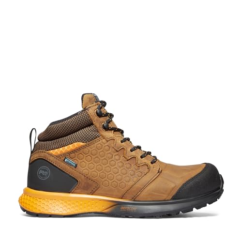 Timberland PRO Men's Reaxion Mid Composite Safety Toe Waterproof Industrial Hiker Work Boot, Brown/Orange-2024 New, 9.5