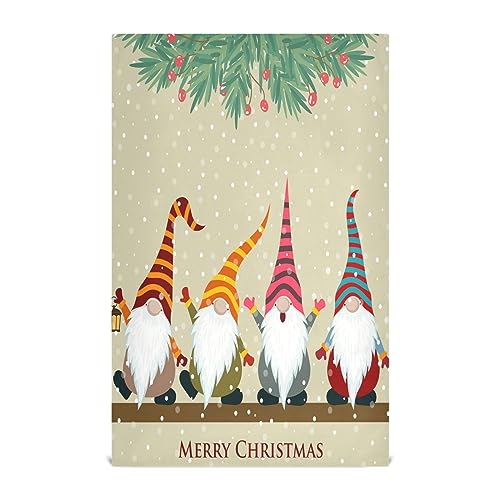 senya Christmas Card with Gnomes Kitchen Towels 4 Pack, Absorbent Hand Towels Fast Drying Dish Cloths Tea Towel 28 x 18 in