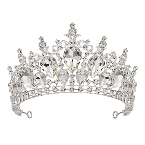 AW BRIDAL Bridal Crown for Wedding Tiara for Women Iridescent Crystal Princess Crown for Girls Multicolor Rhinestone Queen Crown for Wedding Crown for Brides (AB Rhinestone)
