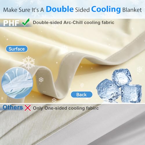 PHF Double Cooling Blanket for Hot Sleepers Twin Size, Arc-Chill Q-Max>0.5 with Double Cooling, Summer Blanket Absorbs Heat to Keep Cool All Night for Night Sweats (Alabaster Gleam, 60''x80'')
