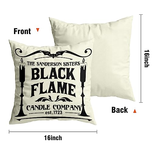 Halloween Decorations Pillow Covers 16x16 Set of 4 Halloween Decor Hocus Pocus Farmhouse Saying White Black Outdoor/Indoor Fall Pillow Covers Decorative Cushion Cases for Home Sofa Couch Bed Chair