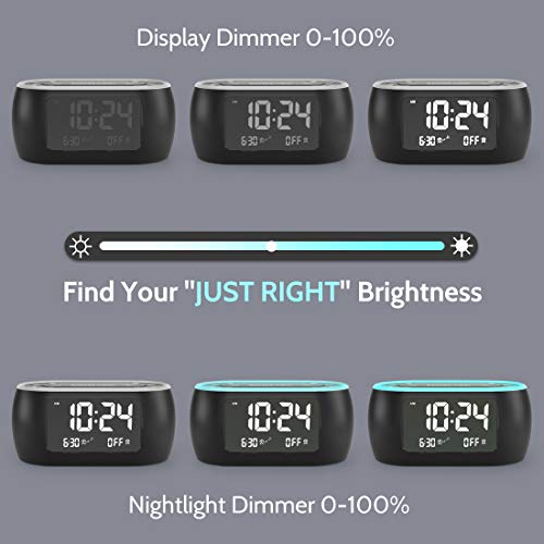 HOUSBAY Glow Small Alarm Clock Radio for Bedrooms with 7 Color Night Light, Dual Alarm, Dimmer, USB Charger, Battery Backup, Nap Timer, FM Radio with Auto-Off Timer for Bedside