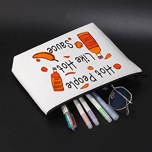 JNIAP Hot Sauce Gift Spicy Hot Mexican Food Lover Travel Cosmetic Bag Pepper Themed Gifts Makeup Bag Hot People Like Hot Sauce Toiletry Zipper Pouch