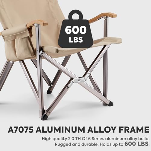 ICECO Hi1600 High Back Camping Chairs for Adults, Heavy Duty Folding Chair for Outside, Portable Outdoor Chairs with Storage Bag, Hold Up 600 LBS, 10 Years Warranty (Not Adjustable)