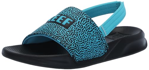 Reef Kids Boys Sandals, Little One Slide, Flying Sharks, 4