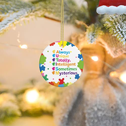 Autism Awareness Christmas Ornaments Autism Puzzle Ornaments 3" Xmas Tree Ornaments Decorations Gifts for Women Men Friends
