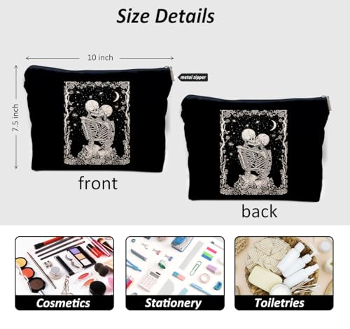 IWXYI Skeleton Pouches,Gothic Skeleton Makeup Bags,Skeleton Skull Makeup Bags With Zipper,Skeleton Skull Gothic Makeup Bag Zipper Pouch Travel Toiletry Gifts For Women,Skull Gifts