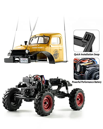 WOWRC RC Car 1/24 Remote Control Car, FCX24 Power Wagon 4WD RC Crawler Two-Speed Shift, RC Rock Crawler 8Km/h with Portal Axle Metal Gears for Boys Girls and Adults, Blue