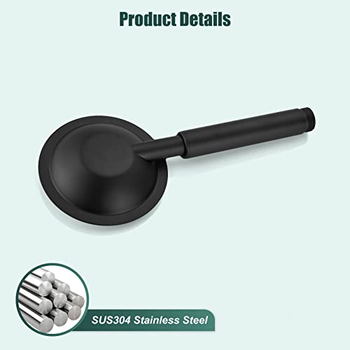 Heyalan Shower Wand Handheld Showerhead Wand Spray High Pressure Flow Brushed Nickel 1 Mode Hand Held Round SUS304 Sprayer Bathroom High Powerful Single Function Shower Head Bracket&Water Hose Include