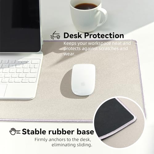 Reniteco Waterproof Large Gaming Mouse Pad with Durable Stitched Edges, Non-Slip Rubber Base, Smooth Surface Mouse Mat Desk Pad for Home Office Gaming, 31.5"x11.8"x0.12", White Topographic Map