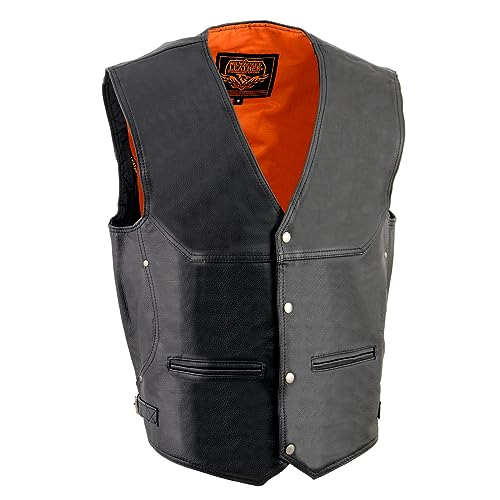 Milwaukee Men's Deep Pocket Leather Vest (Black, X-Small)