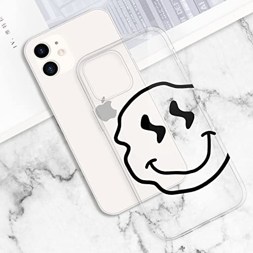 Idocolors Funny Cartoon Phone Case Clear Case for iPhone XR,Happy Life Printted Protective Shell Transparent Unique Design Anti-Yellowing Soft TPU Bumper Ultra Slim Shockproof Cover for iPhone XR