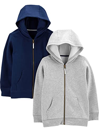 Simple Joys by Carter's Baby Boys' 2-Pack Fleece Full Zip Hoodies, Blue/Burgundy, 5