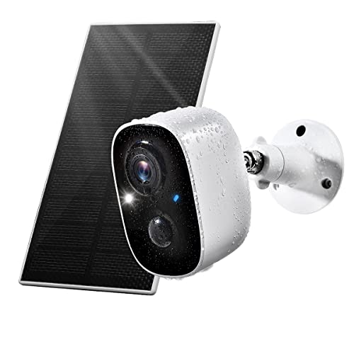 Solar Security Cameras Wireless Outdoor, Outdoor Camera Wireless 2-Way Talk Battery Powered Wi-Fi Cameras for Outside/Indoor 1080P Night Vision AI Motion Detection Spotlight Siren Alarm Waterproof