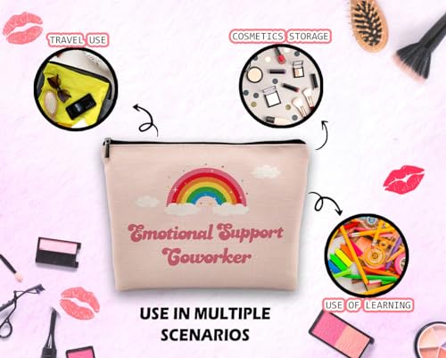 Dwept Emotional Support Coworker Makeup Bag, Employee Appreciation Gifts, Coworkers Gifts for Women Colleagues Pink Cosmetic Bag for Purse, Farewell Gonging Away Gifts for Work Friends Beauty Bag