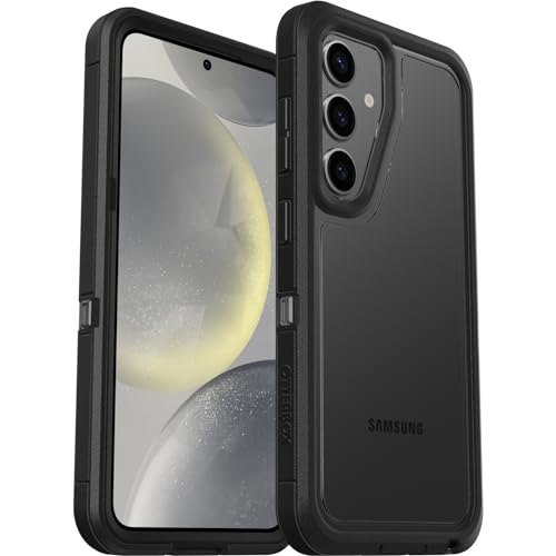 OtterBox Samsung Galaxy S24 Defender Series XT Clear Case - DARK SIDE (Clear/Black), screenless, rugged, lanyard attachment