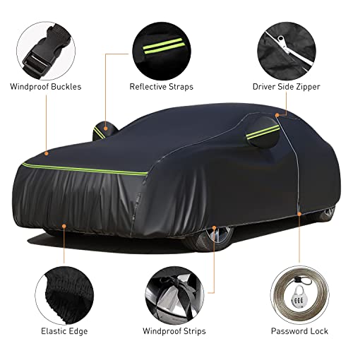 ULROLIT 6 Layer Waterproof Car Cover for Fo-rd F150 F250 F350 Raptor/Dodge Ram 1500/Chevy Silverado Crew Cab 5FT-8FT, All Weather PEVA Windproof Truck Cover w/Zipper Door for Sun Rain Snow Protection